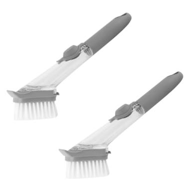 Imagem de 2 Escovas Multiuso com Dispenser de Detergente, 40ml, 24cm, Cerdas Resistentes