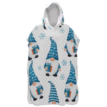 Imagem de Joisal Gnomos de Natal fofos poncho de surfe branco para mudança de roupão de praia toalha floral plus size unissex adulto poncho com capuz