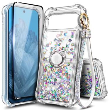 Imagem de WDHD Capa compatível com Google Pixel 10 Pro XL, Crystal Gem | Capa fofa com glitter brilhante para mulheres e meninas com protetor de tela de vidro temperado/suporte de anel/cordão de pulseira de
