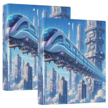 Imagem de Pasta resistente Future Train Blue de 5 cm com 3 anéis e prancheta, pacote com 2, pasta com 3 furos