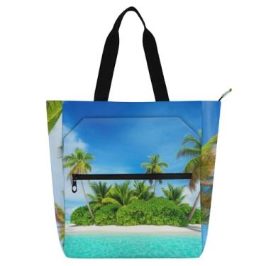 Imagem de GAIGEO Sacolas femininas para trabalho de praia tropical para escola, bolsa para professores com compartimentos