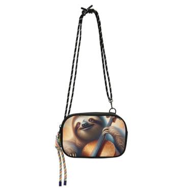 Imagem de TSENQUE Pequenas bolsas transversais femininas bolsa de ombro bolsas de telefone designer de viagem com alça fofa violoncelo preguiça