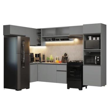 Imagem de Armário de Cozinha Completa de Canto Suspenso 465cm Cinza Nice Madesa 06
