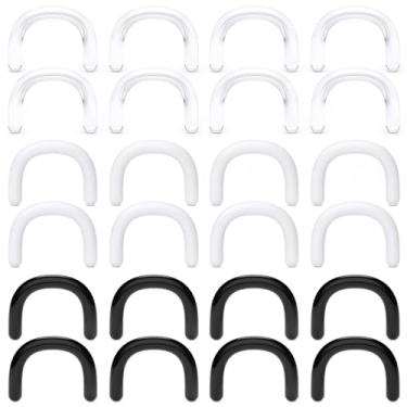 Imagem de Gadeaila Anéis de septo 16G-2G U Retentores de septo 12 pares de joias transparentes para piercing de septo, Plástico Emborrachado Resina, Não aplicável