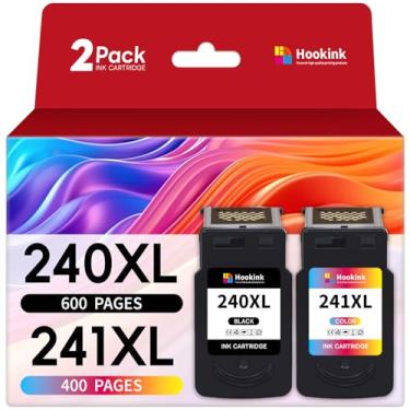 Imagem de Hookink Pacote combo de substituição 240XL 241XL para Canon PG-240 XL/CL-241 XL cor preta para impressora Pixma MG3620 TS5120 MG2120 MG3520 MX452 MX512 MX532 MX472 (pacote com 2)