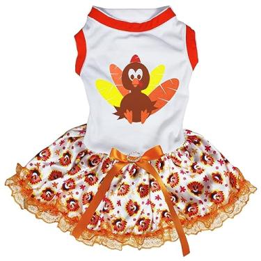 Imagem de Petitebella Lindo vestido para cachorrinho de cachorro Little Turkey (branco/renda peru, 2GG)