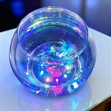 Imagem de hygger Aquário de vidro de 1 galão/1 galão com luz LED e decoração, aquário pequeno redondo Betta Goldfish Bowl, aquário redondo, transparente, inquebrável, terrário de plantas hidropônicas, centros