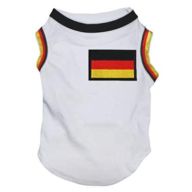 Imagem de Petitebella Camisa de cachorro com bandeira da Alemanha (branca/bainha alemã, 2GG)
