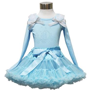 Imagem de Saia de pano para meninas com estampa de princesa azul claro G/s Top 1-8 anos (3-4 anos)