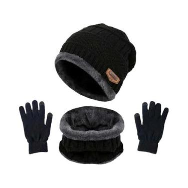 Imagem de Conjunto De Gorro, Cachecol E Luvas De Veludo Quente Para Inverno Para