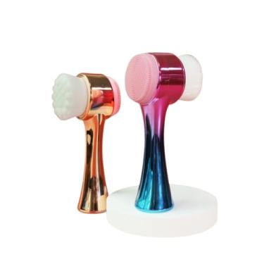 Imagem de Escova Limpeza Facial 2 em 1 Massagem e Esponja com Cerdas Macias para Esfoliação Suave Skin Care