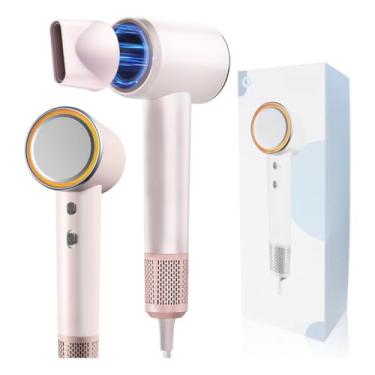 Imagem de Secador de Cabelo Baixo Ruido De Velocidade Com íons e Luz Led Viagem Bolsa(Rosa Claro 110v)