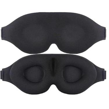 Imagem de Máscara de dormir 3D, Máscara de olhos para dormir para homens e mulheres, máscara de dormir 3D de pressão ocular zero, protetor de olhos macio para viagens, preto