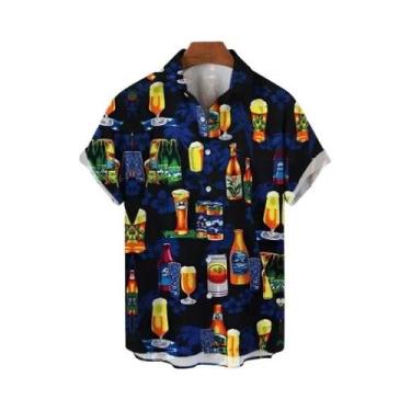 Imagem de Camisa Masculina De Verão Com Estampa 3D Para Festival De Cerveja, Est