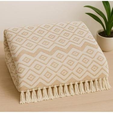 Imagem de Mantas Decorativas 100% Algodão - Conjunto Luxuoso para Cama e Sofá, Modelos Exclusivos, Macias e Laváveis(TAMBABA 2,40x180m CARAMELO)