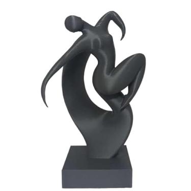 Imagem de Escultura Dança Decoração Elegância em Movimento - Abstrata Minimalista de Dança| Ideal para Sala de Estar, Escritório Moderno e Espaços de Yoga(Cinza Grafite)