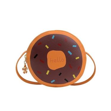 Imagem de Bolsa transversal donut de silicone arco-íris redonda alça ajustável para meninas férias e viagens, Marrom, Bolsa quadrada pequena transversal