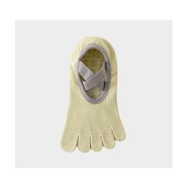 Imagem de Meias femininas de Pilates com garras antiderrapantes, meias de ioga de cinco dedos para barra, descalço, treinamento físico, Verde, Medium