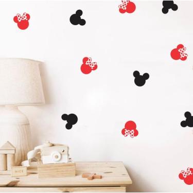 Imagem de adesivo de parede minnie e mickey miniaturas decoração quarto infantil