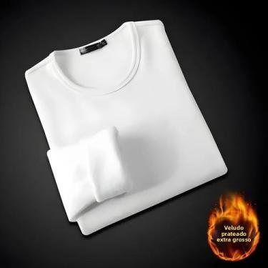 Imagem de Camiseta Térmica De Manga Longa Com Forro De Fleece Para Homens E Mulh