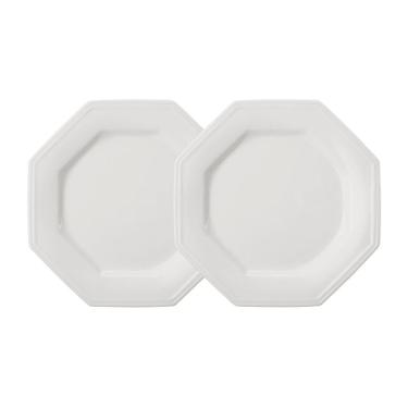 Imagem de Jogo 2 Pratos Rasos Prisma Brancos 28 cm Porcelana Schmidt