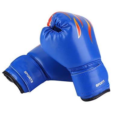 Imagem de Generic Luvas de Boxe Infantil Acolchoadas Resistentes e Duráveis ​​para Socos e Sparring, Vermelho Preto, 1 par, para 3 a 12 Anos de Idade (luvas azuis palmas azuis)