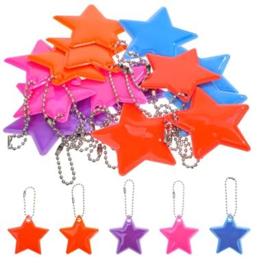 Imagem de PRETYZOOM Chaveiro refletor estrela 15 peças, etiquetas pendentes refletor estrela para mochila, pingente de bolsa de PVC para crianças bolsa escolar, multicolorido, 5 x 5 cm