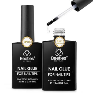 Imagem de beetles Gel Polish Cola Em 9 1 Para Unhas De Acrílico, 2 Peças 10 Ml, Super Forte, Transparente, Pontas Postiças, Base Com Strass, Blooming Art, Cura Duradoura Luz Uv