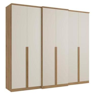 Imagem de Guarda Roupa Casal Valência 6 Portas Capuccino Off White Acetinado - T