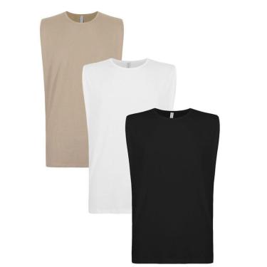 Imagem de Kit 3 Camisetas Regata Masculina Lisa Machão Basica-Masculino