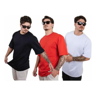 Imagem de Kit 3 Camisa Camiseta Lisa 30.1 Oversize Streetwear Rap Trap Original,