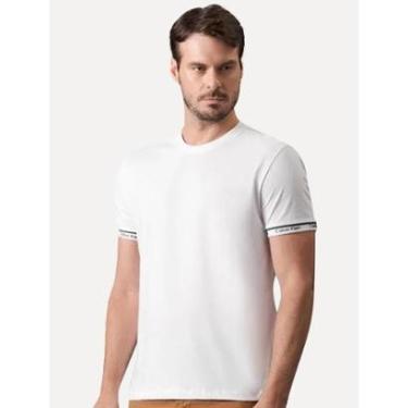 Imagem de Camiseta Calvin Klein Masculina Punho Logo Branca-Masculino