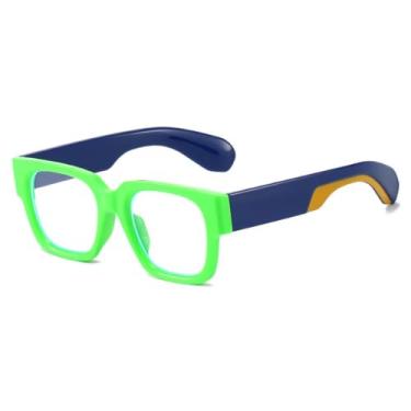 Imagem de Óculos quadrados unissex com armação patchwork colorida e hastes largas (verde)