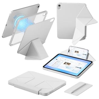 Imagem de KVTVOU Capa para iPad (A16) 11ª geração 2025 11 polegadas, para iPad 10ª geração 2022 10,9 polegadas, capa traseira magnética removível transparente e suporte de lápis, vários ângulos, hibernar