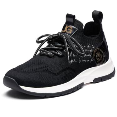 Imagem de Jepsen Gord Tênis masculino casual de malha de lã respirável para caminhada de negócios, leve, confortável, sem cadarço, para trabalho, Preto, 44