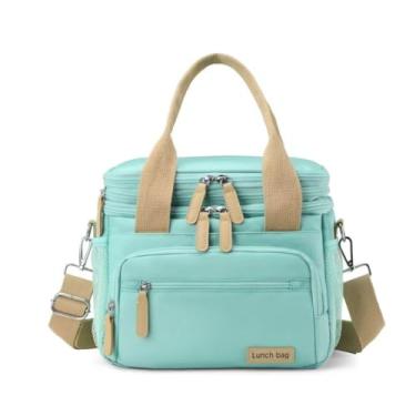 Imagem de Bolsa térmica 11L para piquenique com múltiplos compartimentos, grande capacidade para refeições, alça reforçada, ideal para trabalho, academia, viagens e uso diário (Verde)