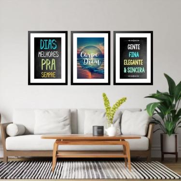 Imagem de Kit 3 Quadros Grandes Carpe Diem 60X48Cm