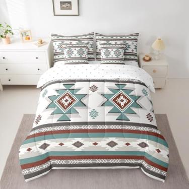 Imagem de Jogo de cama de solteiro, nativo do sudoeste, asteca, retrô, exótico, boêmio, 7 peças, ultramacio, com edredom e edredom de microfibra leve e respirável