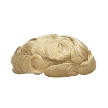 Imagem de Aplique de testa Unidades indianas de vista naturais do cabelo humano da substituição completa sistema nó dobro base pele plutônio(7x9)