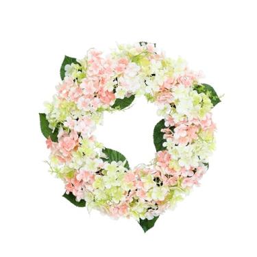 Imagem de Sevenlove Guirlandas de mola de 50 cm para porta da frente, guirlanda de hortênsia artificial. A combinação de flores de cores mistas e videiras é adequada para decoração de portas de frente