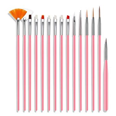 Imagem de Kit de Pincéis para Unhas com 15 peças Conjunto Canetas Pintura Design Pincel Construtor Cabo Ergonômico Apoio Confortável Tubo Transparente Cabelo Nylon Robusto Ferramenta Profissional Salão Casa e D