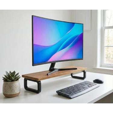Imagem de Base Elevada Suporte Base Para Monitor 65x18cm Ergonomico (Freijó)
