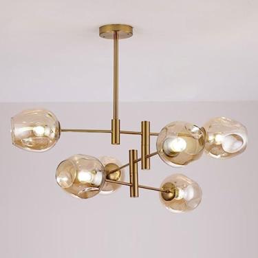 Imagem de Luminária pendente de vidro irregular com várias lâmpadas, luminária suspensa criativa para interiores, ideal para sala de estar, quarto, sala de jantar, lustre de teto para decoração de cas