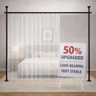 Imagem de Jilron Varões de cortina de tensão sem furadeira divisor de ambiente ajustável, haste de tensão para separador de quarto e divisória, fácil instalação para quarto e apartamento (preto - L35-100 × H43