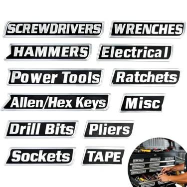 Imagem de Sqsxgz Etiquetas magnéticas para caixa de ferramentas pacote com 12 - Etiquetas de organização de ferramentas impressas em 3D, com suporte magnético forte | para organização de ferramentas, carrinhos