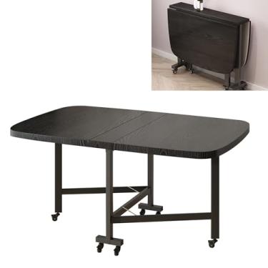 Imagem de Mesa de jantar dobrável com folhas caídas, mesa de borboleta extensível, mesa dobrável de madeira para economizar espaço, mesa expansível multifuncional para sala de estar, sala de jantar