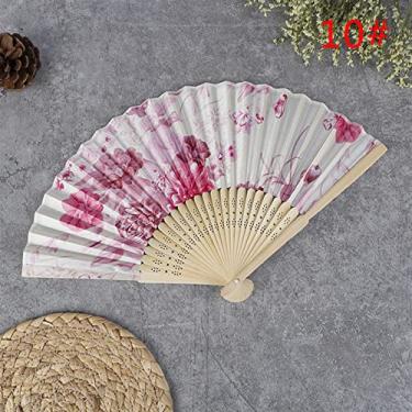 Imagem de Ventilador de mão dobrável para, ventiladores dobráveis, 1 peça retro chinês japonês seda ventilador dobrável ornamentos decoração de casa pintura floral fãs de mão ventilador decorativo festa dança