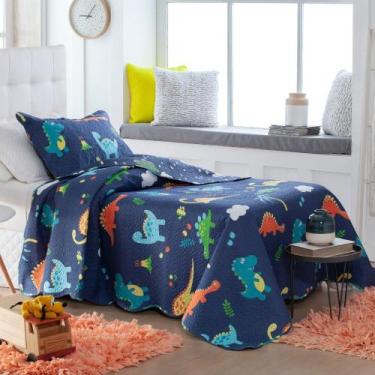 Imagem de Colcha Cobre leito Infantil 2 Peças Dupla Face Estampada Cor:Dinossaur