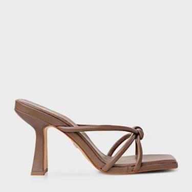Imagem de Open Mule Carrano Knot Salto Slim Couro Marrom - 513016-Feminino