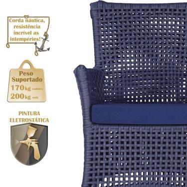 Imagem de Jogo Sofá E 2 Poltronas Igapó Alumínio Fendi E10 Trama Azul